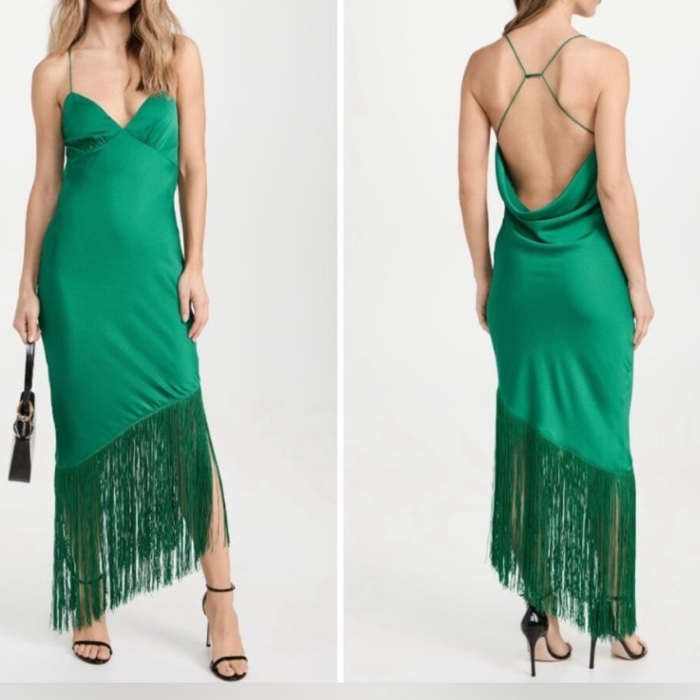 Elegant Green Fringe Dress Saylor